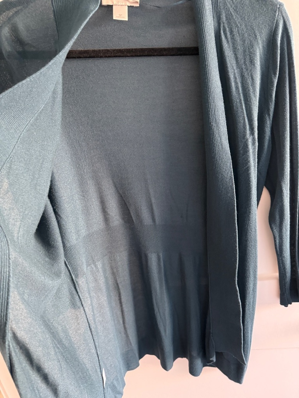 LOFT Teal Open-Front Lightweight Cardigan - Size SP - Picture 3 of 7